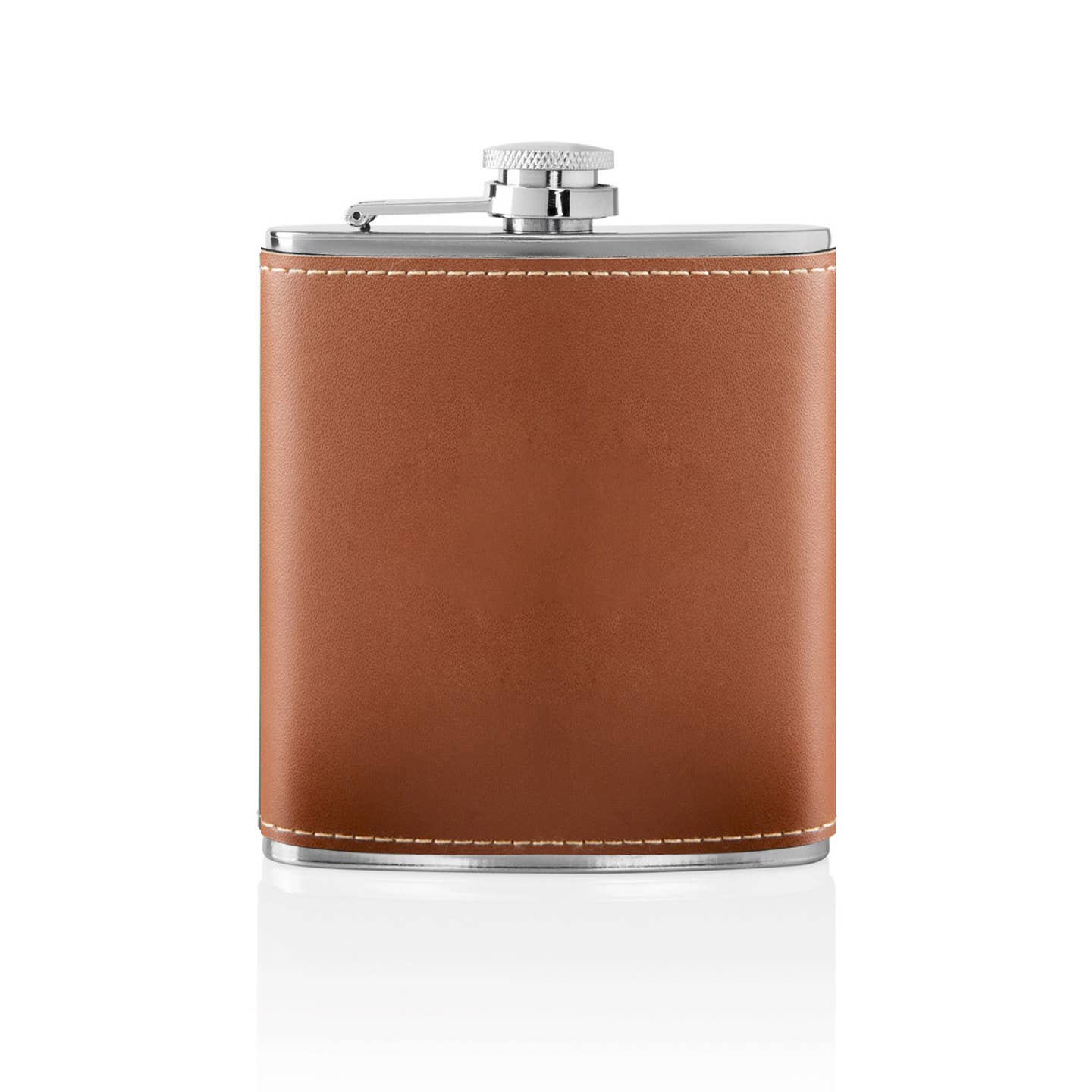 Stainless Brown Leather Flask Set