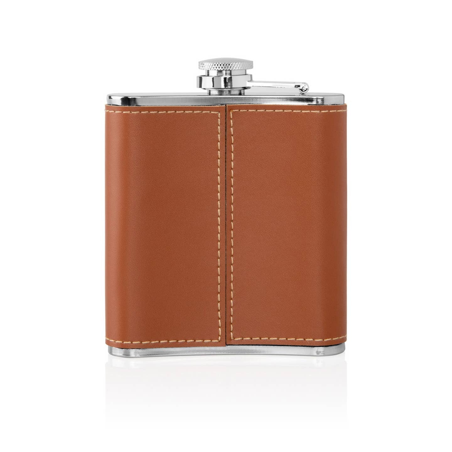 Stainless Brown Leather Flask Set